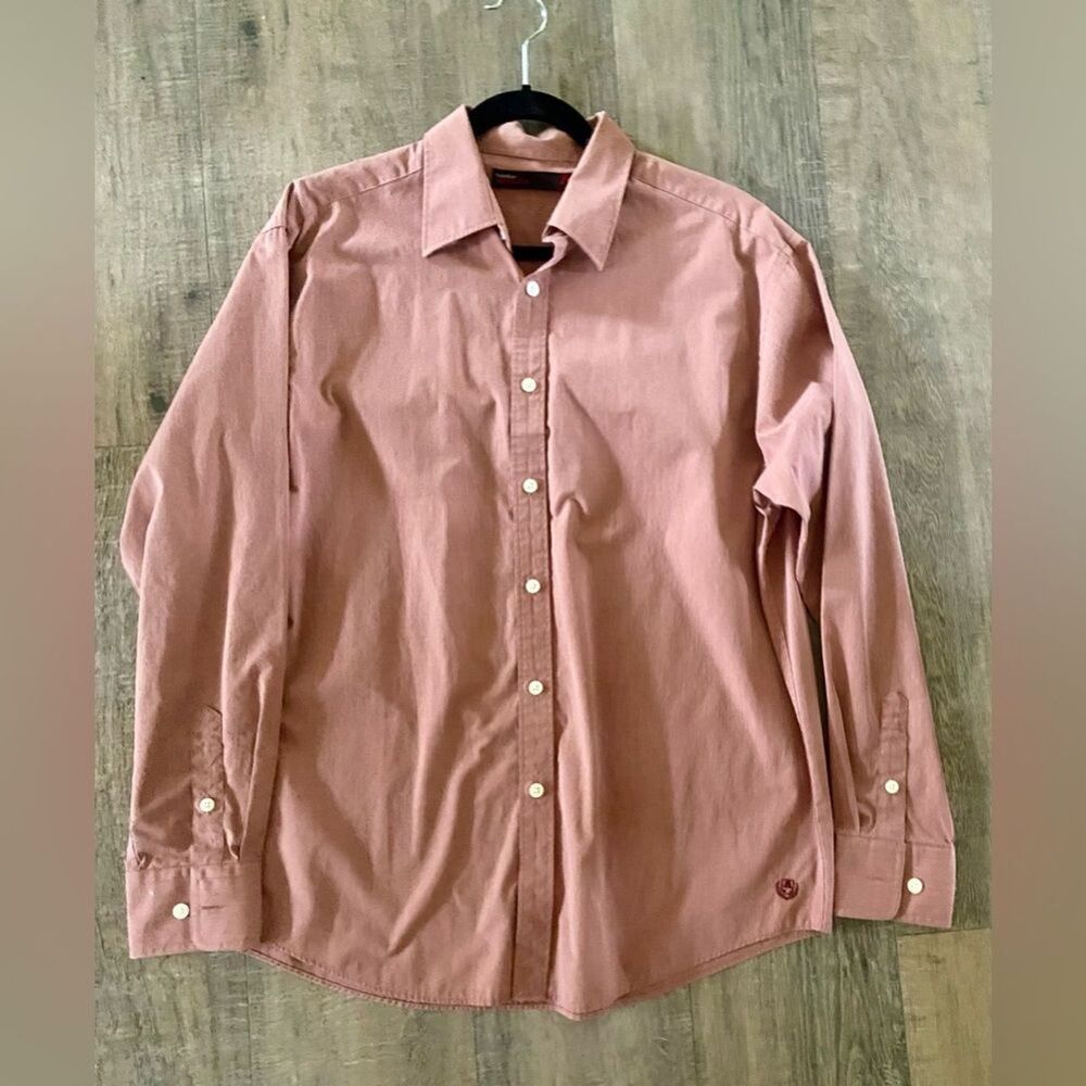 Perry Ellis America men’s size large burnt red long sleeve button up shirt